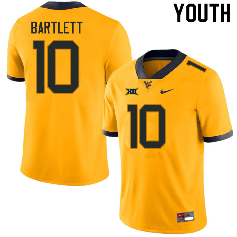 Youth #10 Jared Bartlett West Virginia Mountaineers College Football Jerseys Sale-Gold - Click Image to Close